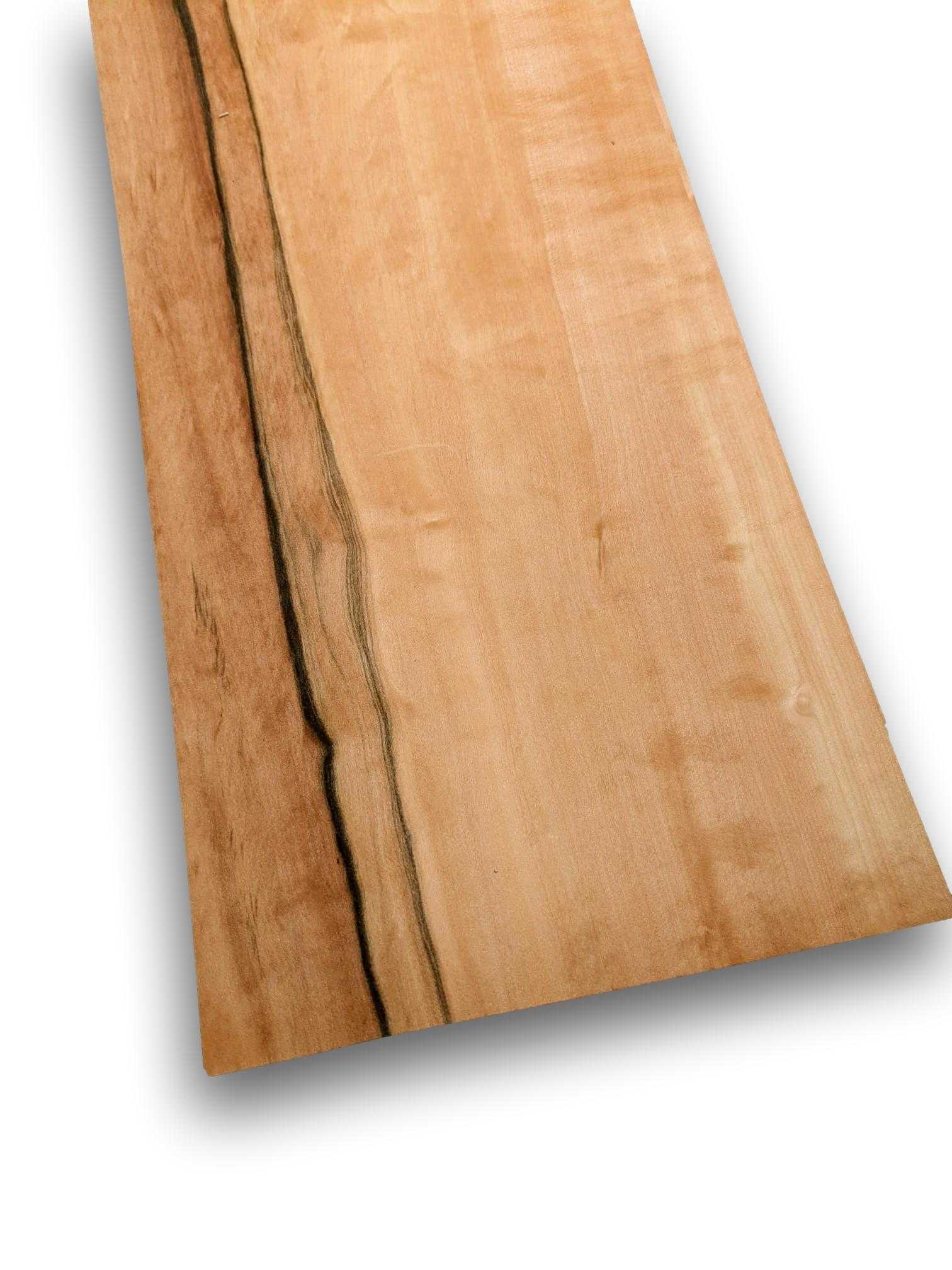 Tineo fineer 235 x 19 cm in naturel, onbehandelde uitvoering met opvallende nerfstructuur. Geschikt voor meubelbekleding of restauratie.