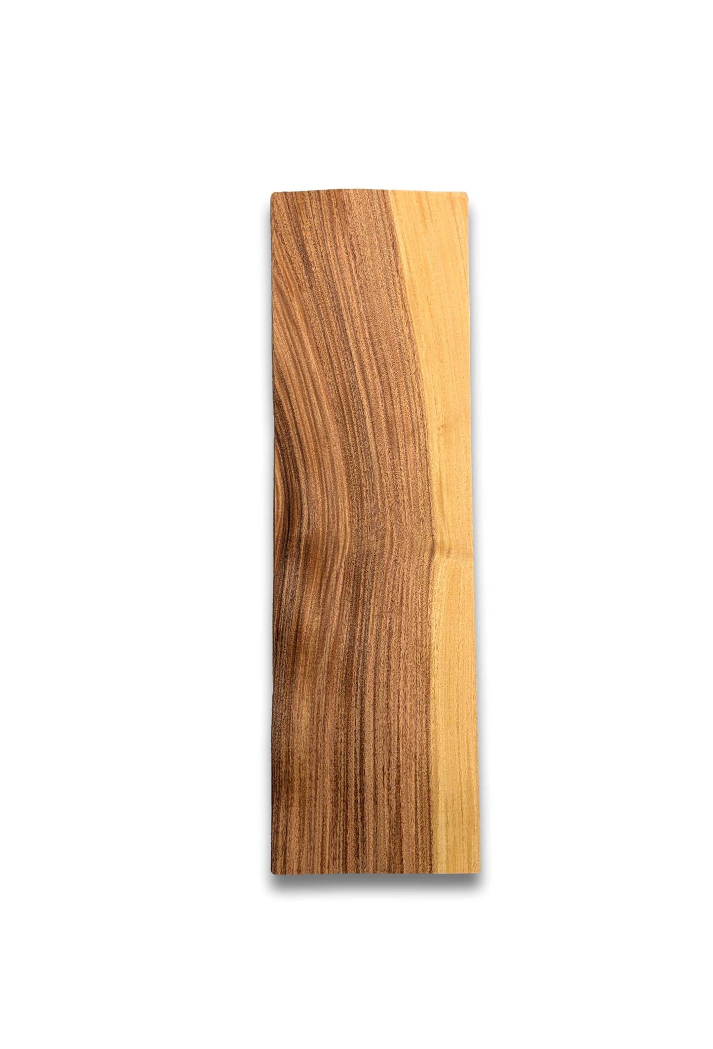 Rechthoekig vel Santos Palissander houtfineer 41x11 cm met warme houtnerf, perfect voor renovatie of creatieve houtbewerking.